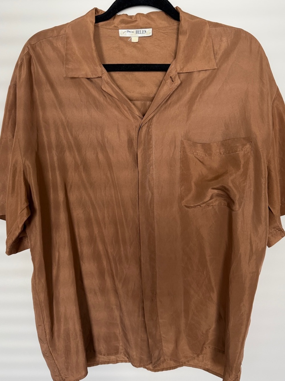 Helena Short-Sleeve Camp Collar Shirt - Brown